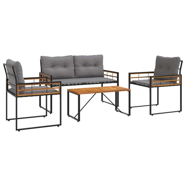 vidaXL Have møbel sæt med pude 4 pcs Lysegrå