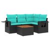 vidaXL havesofas&aelig;t med 5 dele og hynder sort polyrattan
