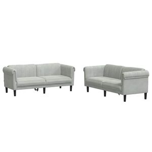 vidaXL sofas&aelig;t 2 dele velour lysegr&aring;