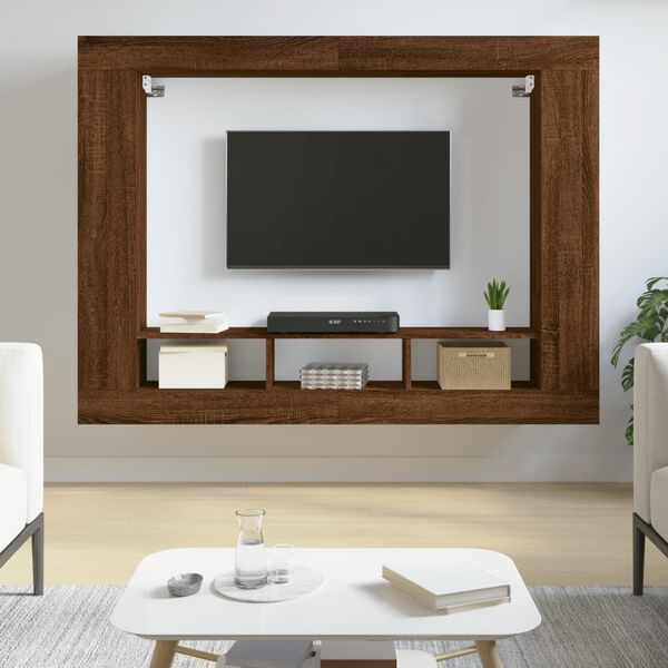 vidaXL tv-m&oslash;bel 152x22x113 cm konstrueret tr&aelig; brun egetr&aelig;sfarve