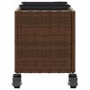 vidaXL plantekasse med hjul og 3 krukker 107x32x38 cm polyrattan brun