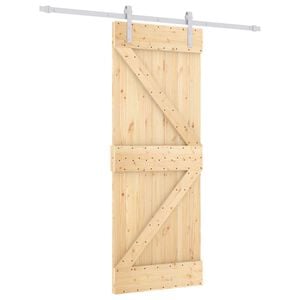 vidaXL Skyded&oslash;r Natur og hvid 80 x 210 cm Massivt fyrretr&aelig;