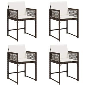 vidaXL havestole 4 stk. med hynder polyrattan brun