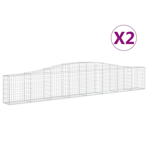 vidaXL buede gabionkurve 2 stk. 400x30x60/80 cm galvaniseret jern