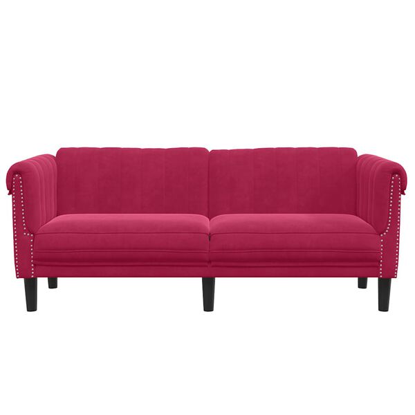 vidaXL 2-personers sofa velour vinrød