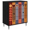 vidaXL Skuffeskab ESSEN Solblomstprint 66 x 36,5 x 76 cm Sort eg