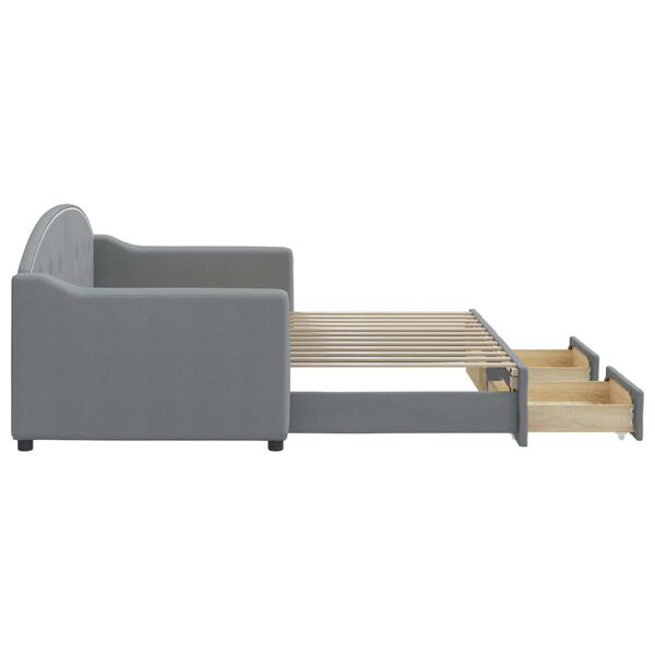 vidaXL daybed med udtr&aelig;k og skuffer 80x200 cm stof lysegr&aring;