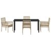 vidaXL Have Spisebordss&aelig;t med pude 5 pcs Beige polyrattan