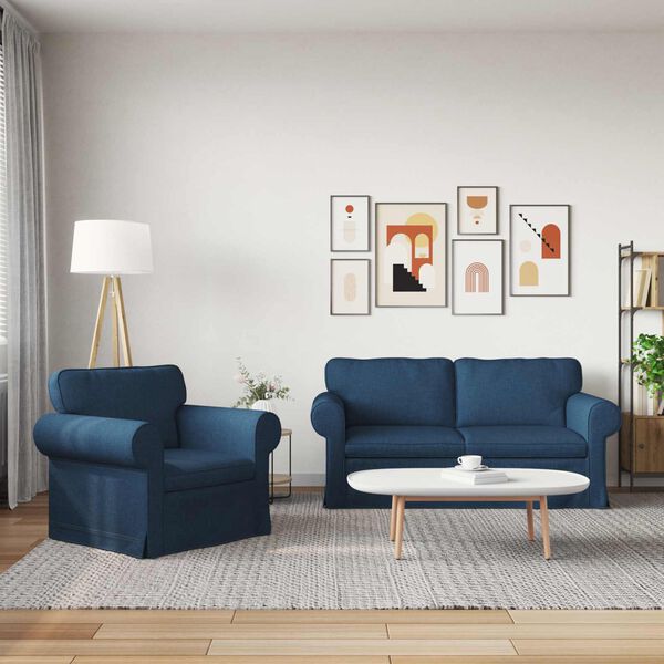 vidaXL Sofa S&aelig;t 2 pcs Bl&aring; 175 x 82 x 80 cm Stof