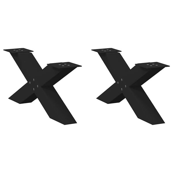 vidaXL sofabordsben X-formet 2 stk. sort 70 x (30-31) cm st&aring;l