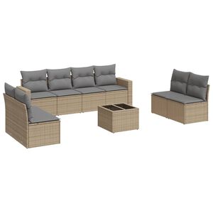 vidaXL sofas&aelig;t til haven 9 dele med hynder polyrattan beige