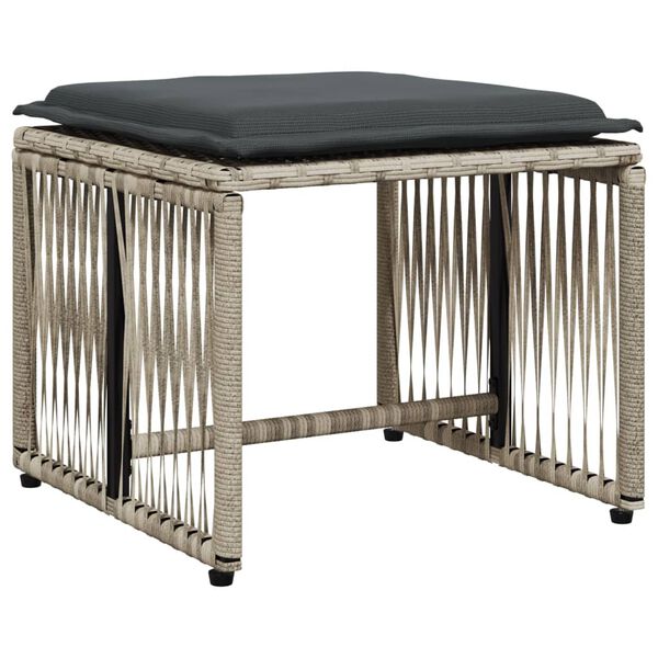 vidaXL spisebordss&aelig;t til haven 7 dele med hynder polyrattan lysegr&aring;