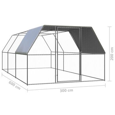 vidaXL udendørs hønsegård 3x6x2 m galvaniseret stål