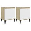 vidaXL sengeborde med metalben 40x30x50 cm sonoma-eg og hvid