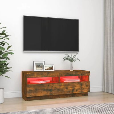 vidaXL tv-bord med LED-lys 100x35x40 cm røget eg