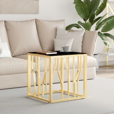 vidaXL sofabord 50x50x50 cm rustfrit stål og glas guldfarvet