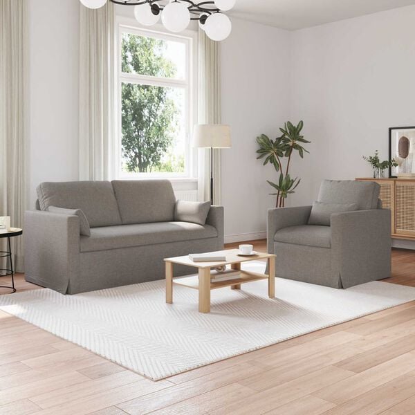 vidaXL Sofa 2 pcs Gr&aring;brun 158 x 78 x 80 cm Stof