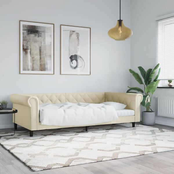 vidaXL daybed 100x200 cm kunstl&aelig;der cremefarvet