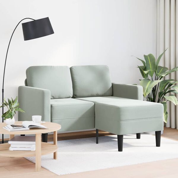 vidaXL 2-personers sofa med chaiselong L-formet 125 cm fløjl lysegrå
