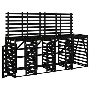 vidaXL firdobbelt skraldespandsskjuler massivt fyrretræ sort