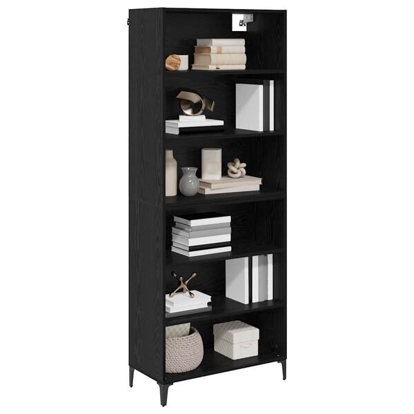 vidaXL Highboard Sort eg 69,5 x 34 x 180 cm Konstrueret tr&aelig;