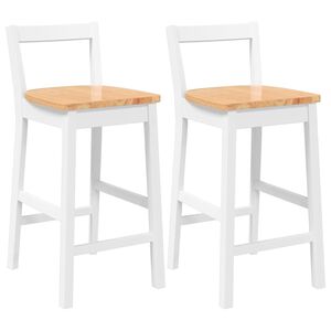 vidaXL barstole 2 stk. massivt gummitr&aelig; hvid