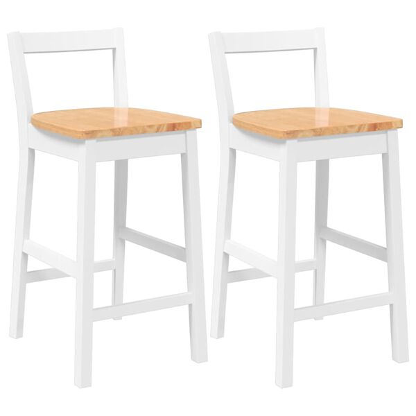 vidaXL barstole 2 stk. massivt gummitræ hvid