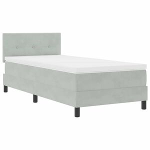 vidaXL LED Box Spring Bed med hovedg&aelig;rde Lysegr&aring; 100 x 200 cm Fl&oslash;jl