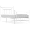 vidaXL sengeramme med sengegavl og fodg&aelig;rde 90x200 cm metal hvid