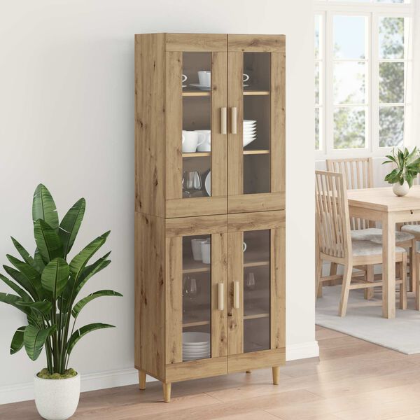 vidaXL Highboard Artisan Egetr&aelig; 69,5 x 34 x 180 cm Konstrueret tr&aelig;
