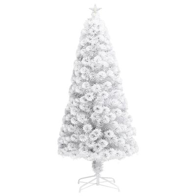 vidaXL kunstigt juletræ med lys 150 cm fiberoptisk hvid