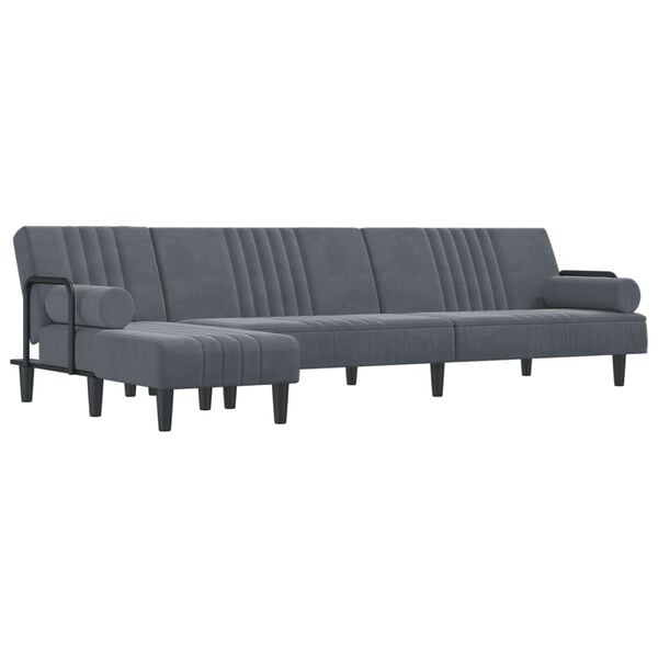 vidaXL L-formet sovesofa 260x140x70 cm velour mørkegrå