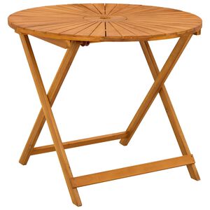 vidaXL Sammenklappeligt havebord Naturfarvet &Oslash;90 x 75 cm