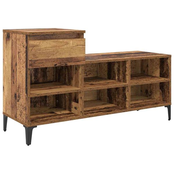 vidaXL Sko skab med hylde Gammelt tr&aelig; 102 x 36 x 60 cm Konstrueret tr&aelig;