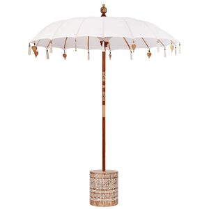 vidaXL Balinesisk parasol med base Creme og hvid 190 x 190 x 250 cm
