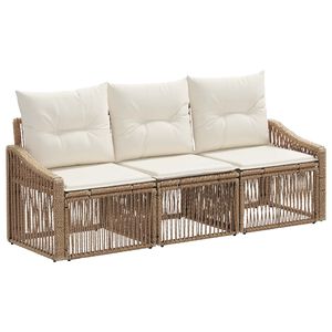vidaXL Havesofa S&aelig;t 3 stk. Beige polyrattan