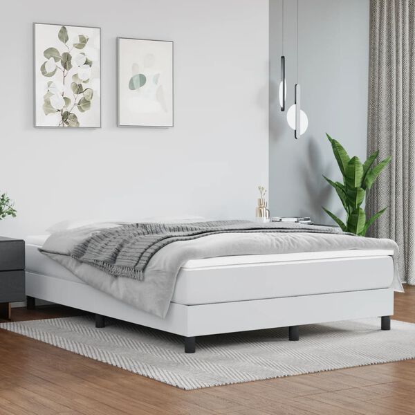 vidaXL Boxspring sengeramme 140x200 cm kunstl&aelig;der hvid