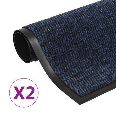 vidaXL måtter med støvkontrol 2 stk. rektangulær tuftet 60x90 cm blå