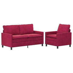 vidaXL Sofa S&aelig;t 2 stk. Vinr&oslash;d Fl&oslash;jl