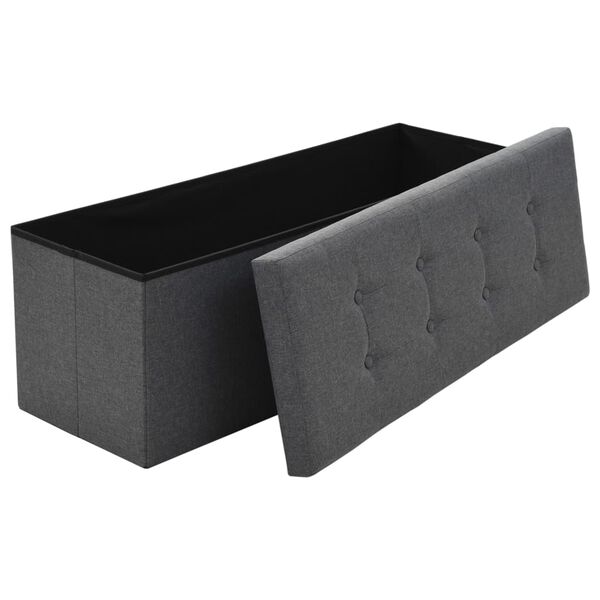 vidaXL foldbar opbevaringsb&aelig;nk imiteret linned 110 x 38 x 38 cm m&oslash;rkegr&aring;