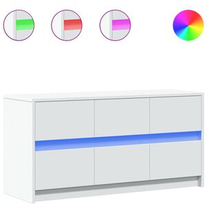 vidaXL tv-bord med LED-lys 100x34x50 cm konstrueret tr&aelig; hvid