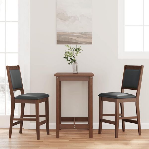 vidaXL barstole med hynder 2 stk. massivt gummitr&aelig; brun