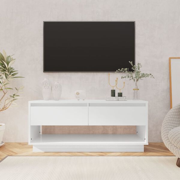 vidaXL tv-bord 102x41x44 cm konstrueret træ hvid højglans
