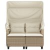 vidaXL 2-personers havesofa med baldakin og skamler polyrattan beige