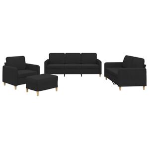 vidaXL sofas&aelig;t 4 dele med hynder stof sort