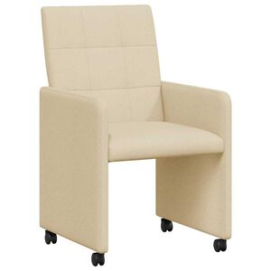 vidaXL Spisebordsstole med hjul 2 stk. Stof Creme 58 x 65 x 94 cm