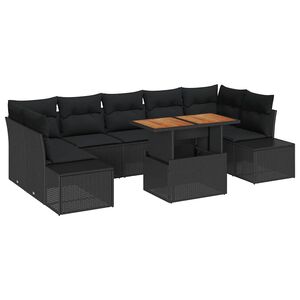vidaXL Havesofa S&aelig;t 8 stk. Sort polyrattan
