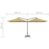 vidaXL dobbelt parasol 600x300 cm st&aring;lstang gr&aring;brun