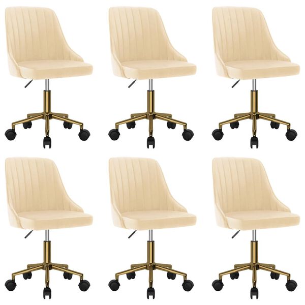 vidaXL drejelige spisebordsstole 6 stk. fl&oslash;jl cremefarvet