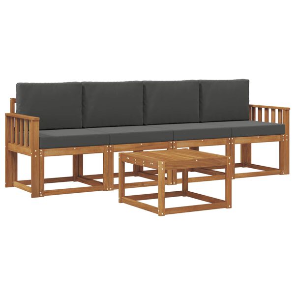 vidaXL Udend&oslash;rs sofagruppe med pude 5 pcs Naturlig og Antracit